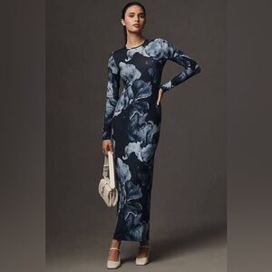 Reformation Tommie Knit Dress Small Blue Floral WORN ONCE